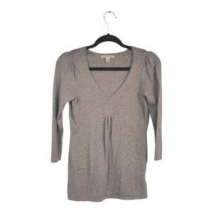 Banana Republic Women Gray 3/4 Sleeve Lightweight Knit Sweater V Neck Top S